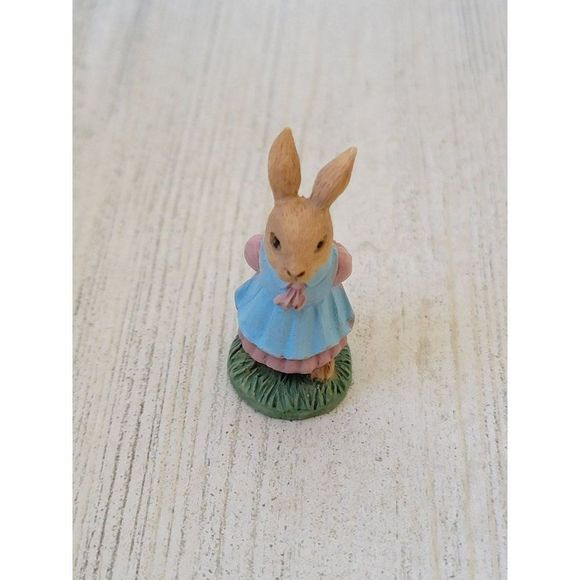 Mini rabbit girl Brown Bunny Easter Flower Village accessory spring figure - Picture 5 of 5